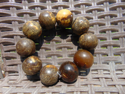 83 gr 10 Beads 25mm Bracelet Aromatic Amber Indonesia for Healing 26BN23