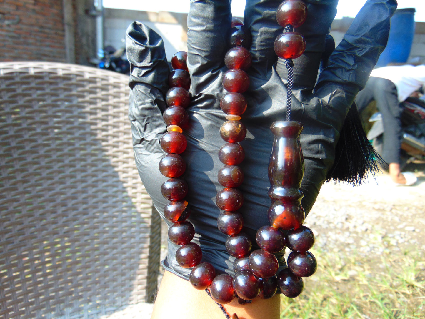 48 gr Hand Tasbih 36 Beads 12 mm Mesbah Rosary Indonesian Cherry Red Amber for Healing FR50