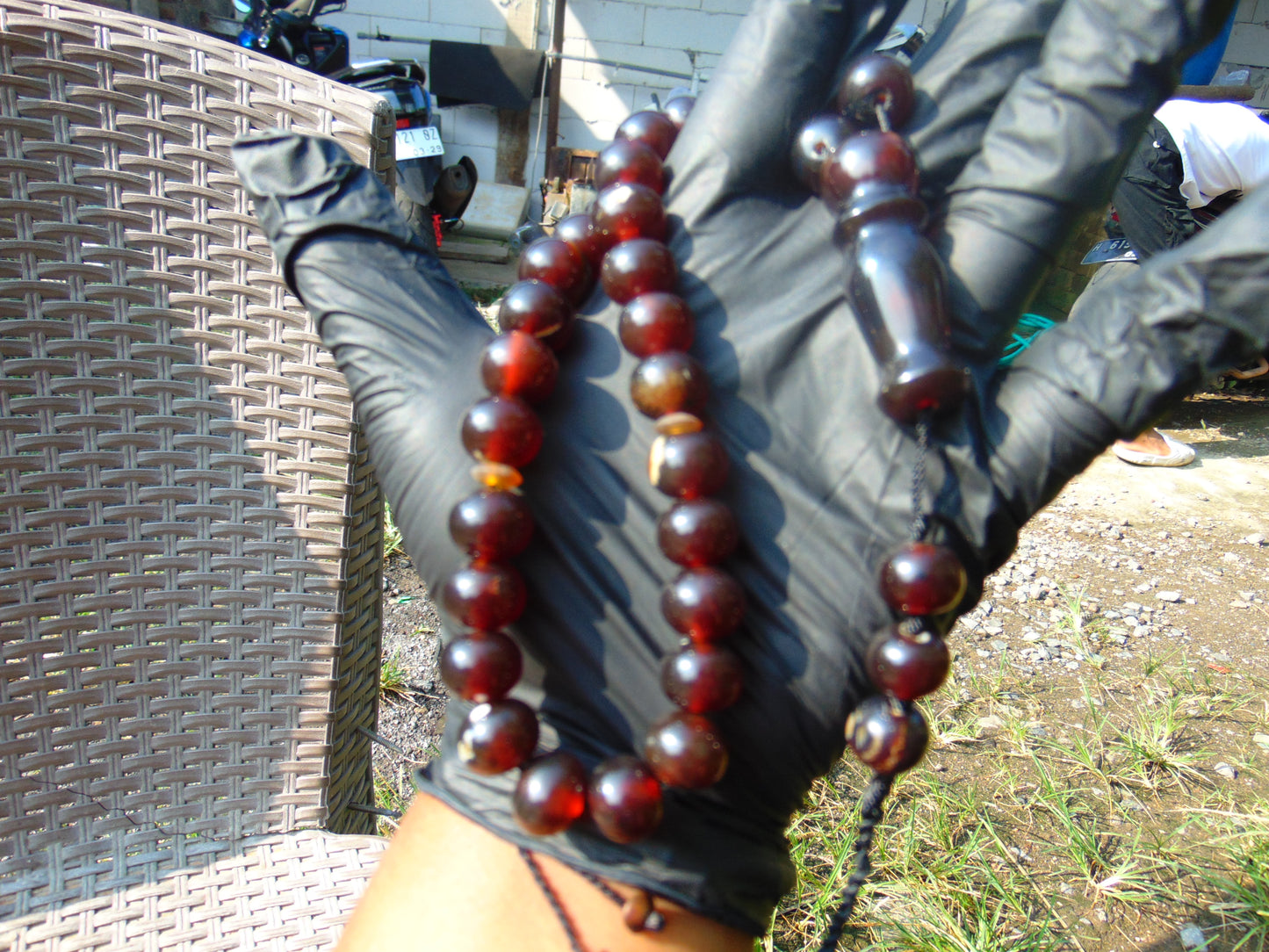 48 gr Hand Tasbih 36 Beads 12 mm Mesbah Rosary Indonesian Cherry Red Amber for Healing FR50
