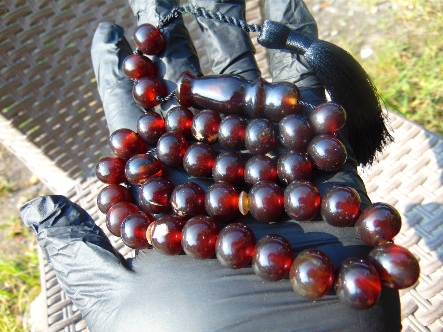 48 gr Hand Tasbih 36 Beads 12 mm Mesbah Rosary Indonesian Cherry Red Amber for Healing FR50