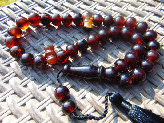 66 gr Tasbih Mesbah Rosary 35 Beads 14 mm Indonesian Cherry Red Amber for Healing TB14i7