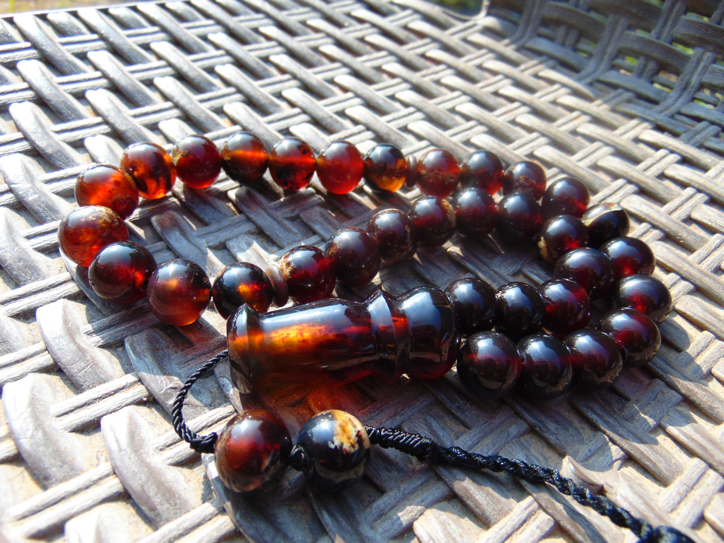 57 gr Tasbih Mesbah Rosary 35 Beads 14 mm Indonesian Dark Red Amber for Healing TB14i31