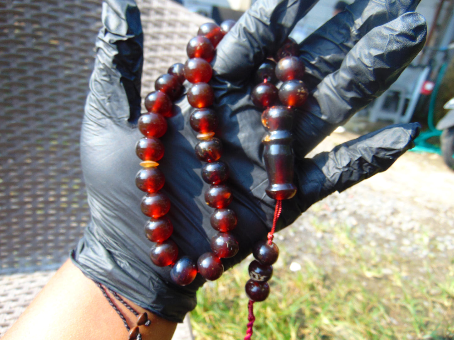 47 gr Hand Tasbih 36 Beads 12 mm Mesbah Rosary Indonesian Red Amber for Healing FR10