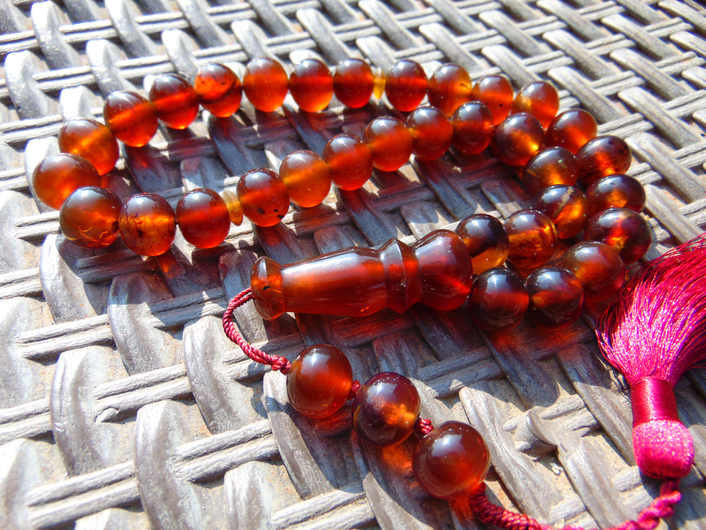 48 gr Hand Tasbih 36 Beads 12 mm Mesbah Rosary Indonesian White Amber for Healing FR1