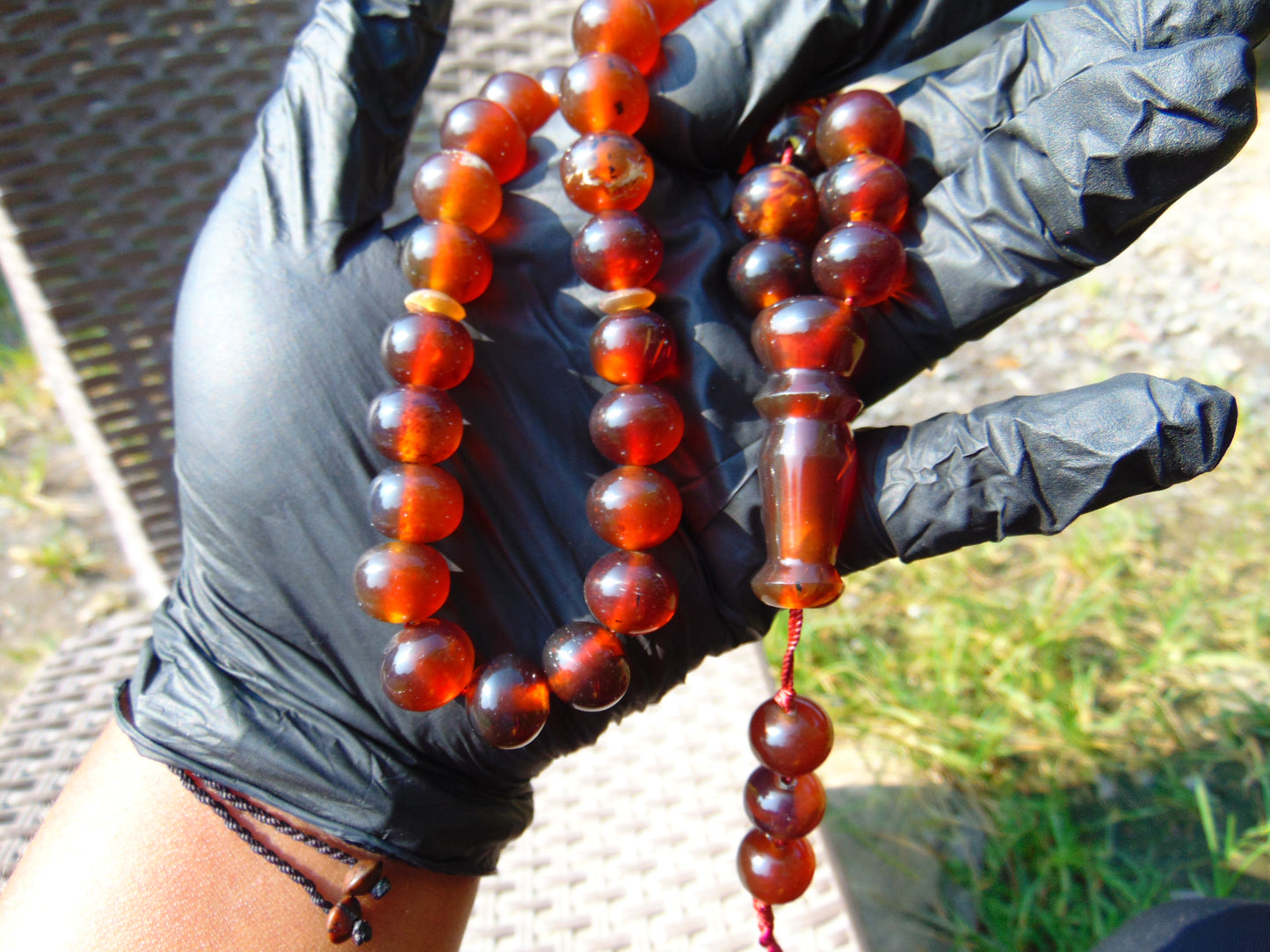 48 gr Hand Tasbih 36 Beads 12 mm Mesbah Rosary Indonesian White Amber for Healing FR1