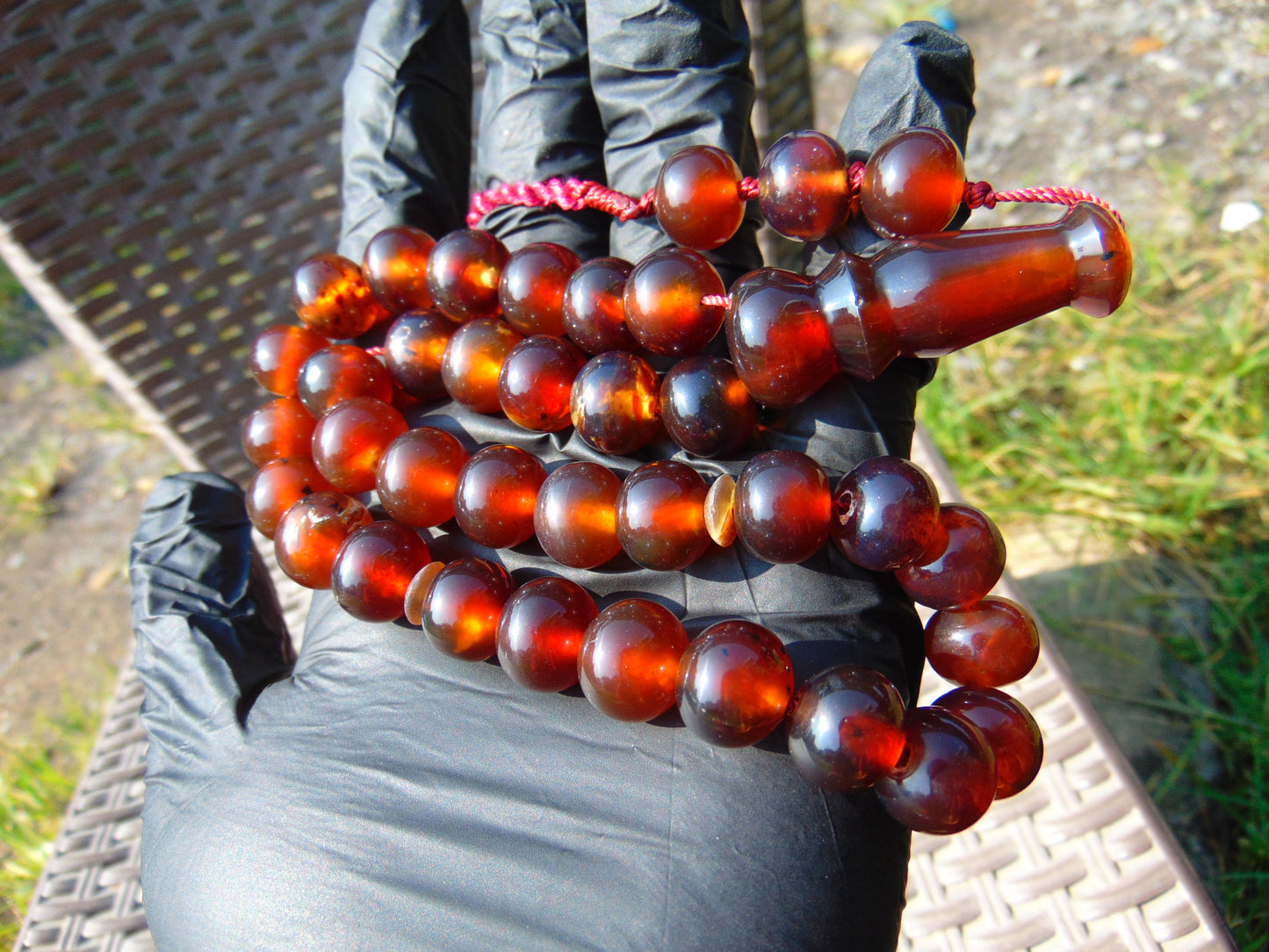 48 gr Hand Tasbih 36 Beads 12 mm Mesbah Rosary Indonesian White Amber for Healing FR1