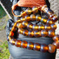 46 gr Hand Tasbih 36 Beads 12 mm Mesbah Rosary Indonesian Yellow Bluish Amber for Healing FR6