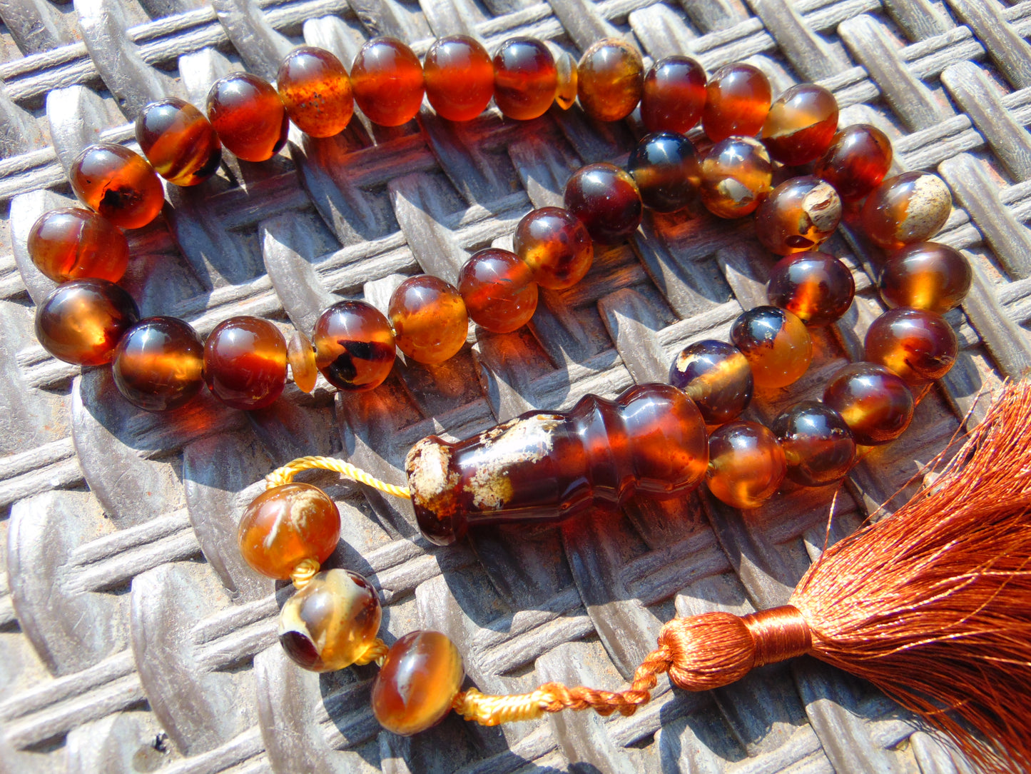 49 gr Hand Tasbih 36 Beads 12 mm Mesbah Rosary Indonesian Amber for Healing FR2