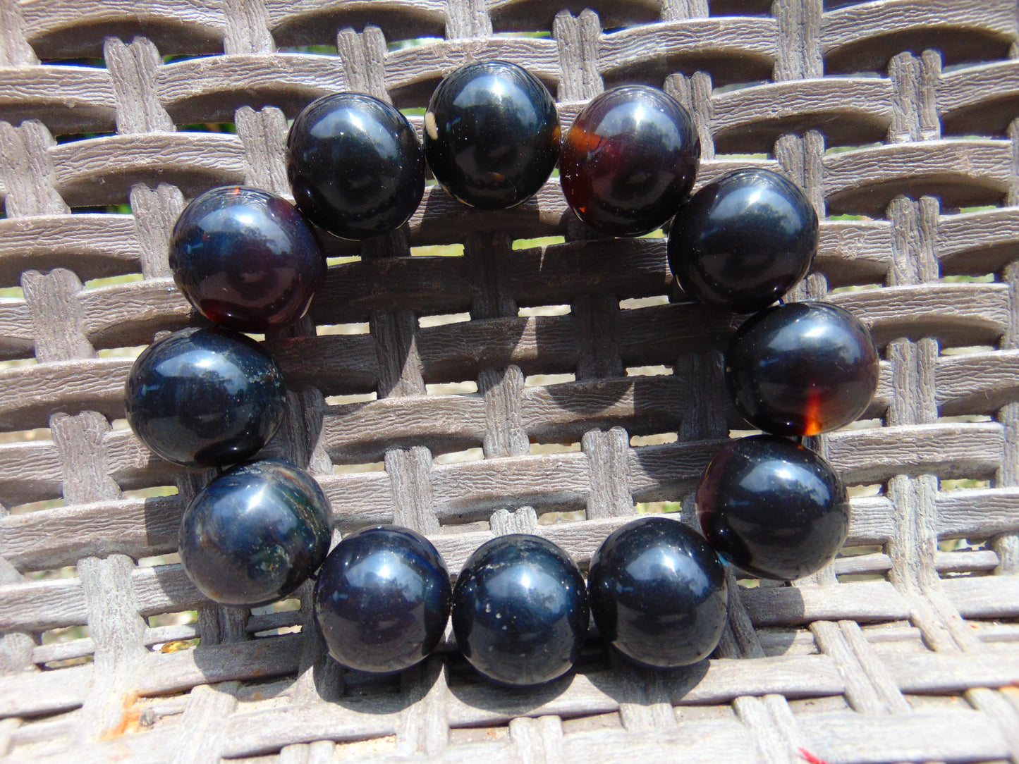 61 gram 12 Beads Mala Bracelet Indonesian Blue Amber 20 mm for Healing BB10