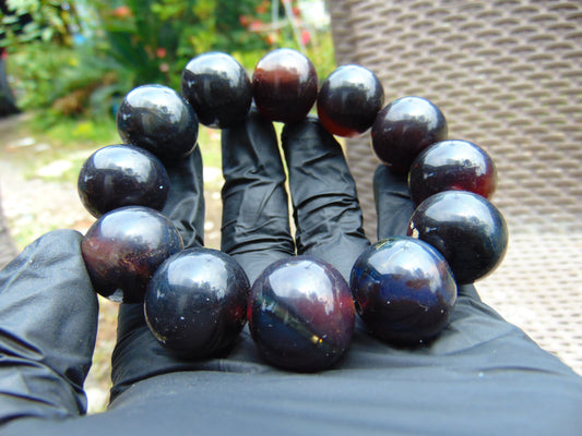 61 gram 12 Beads Mala Bracelet Indonesian Blue Amber 20 mm for Healing BB10