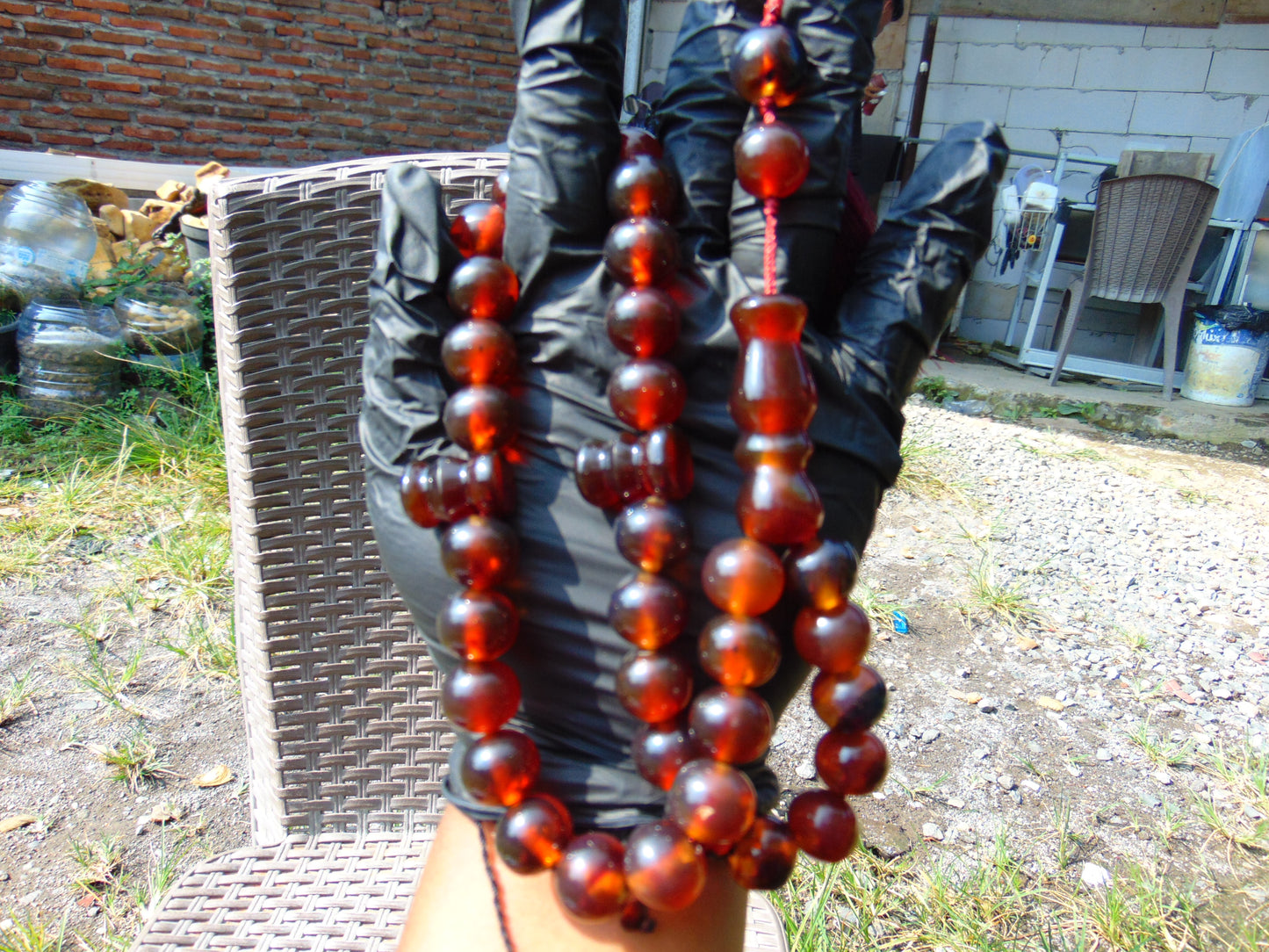 67 gr Tasbih Mesbah Rosary 35 Beads 14 mm Indonesian Crystal Red Amber for Healing TB14i031