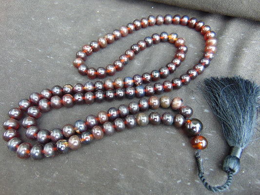 67 gram 108 Beads 10 mm Mala Buddha for Yoga and Meditation Indonesian Black Amber for Healing MB20