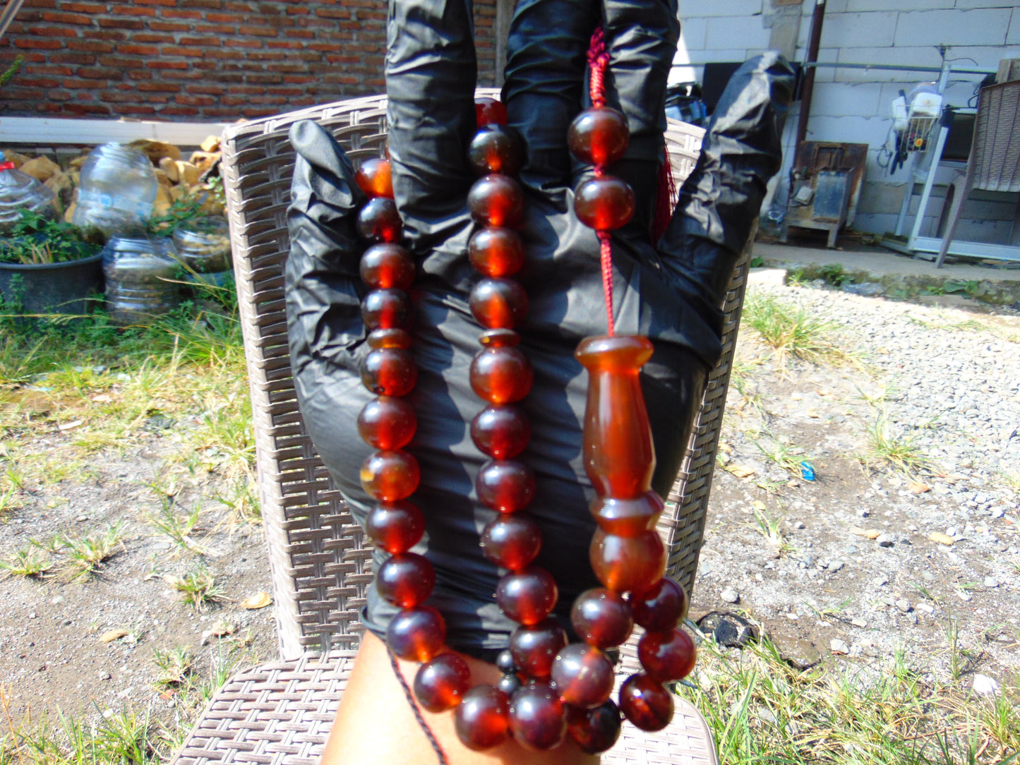 57 gr Tasbih Mesbah Rosary 35 Beads 14 mm Indonesian Crystal Red Amber for Healing TB14i32