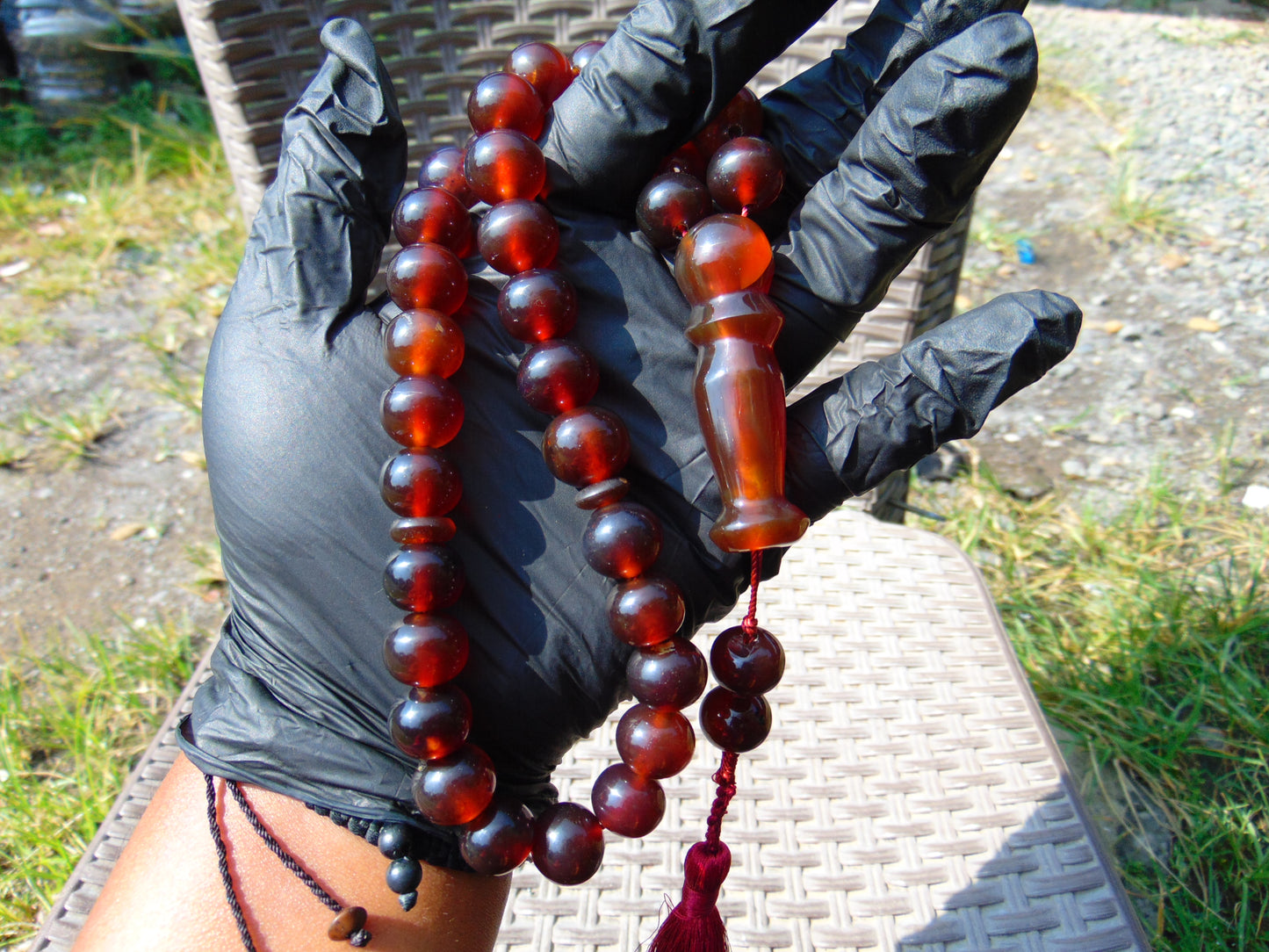 57 gr Tasbih Mesbah Rosary 35 Beads 14 mm Indonesian Crystal Red Amber for Healing TB14i32