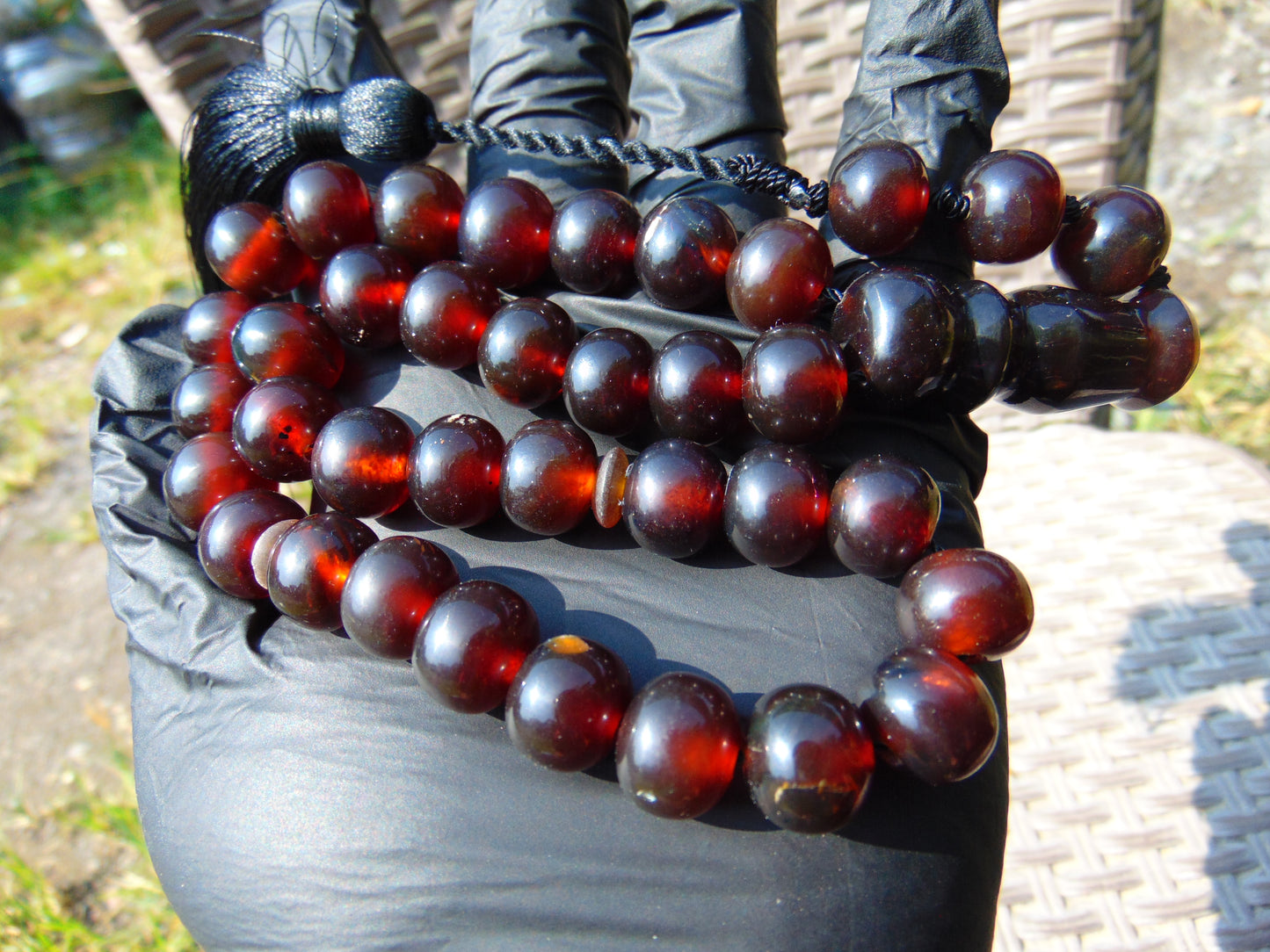 49 gr Hand Tasbih Mesbah Rosary 36 Beads 12 mm Indonesian Cherry Red Amber for Healing TB13i16