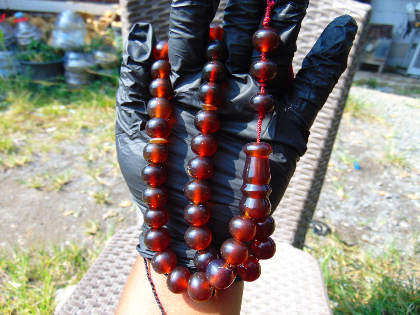 49 gr Hand Tasbih Mesbah Rosary 36 Beads 12 mm Indonesian Red Crystal Amber for Healing TB13i21
