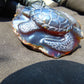 84 gr Sea Turtles Carving 85x67x36 mm Indonesian Blue Amber for Healing AJ200