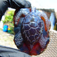 84 gr Sea Turtles Carving 85x67x36 mm Indonesian Blue Amber for Healing AJ200