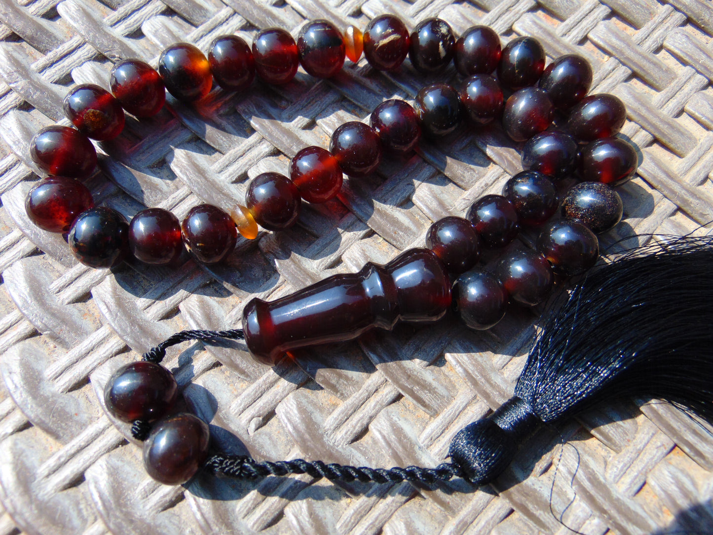 47 gr Hand Tasbih Mesbah Rosary 36 Beads 12 mm  Indonesian Cherry Red Amber for Healing TB13i3