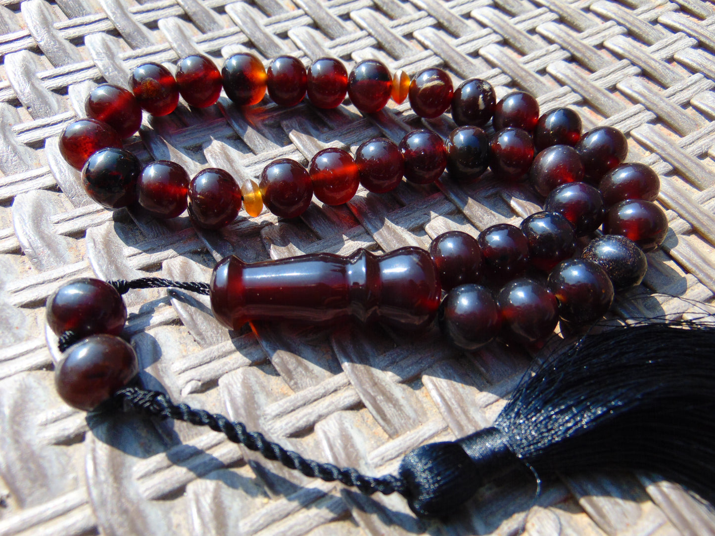 47 gr Hand Tasbih Mesbah Rosary 36 Beads 12 mm  Indonesian Cherry Red Amber for Healing TB13i3