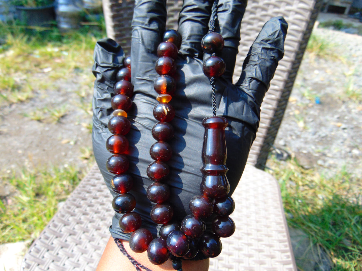 47 gr Hand Tasbih Mesbah Rosary 36 Beads 12 mm  Indonesian Cherry Red Amber for Healing TB13i3