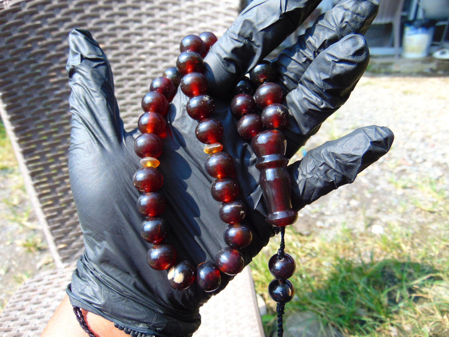 47 gr Hand Tasbih Mesbah Rosary 36 Beads 12 mm  Indonesian Cherry Red Amber for Healing TB13i3