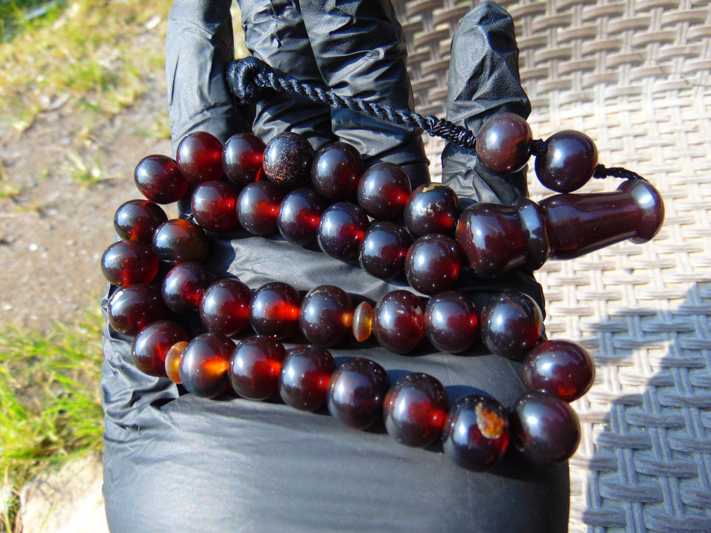47 gr Hand Tasbih Mesbah Rosary 36 Beads 12 mm  Indonesian Cherry Red Amber for Healing TB13i3