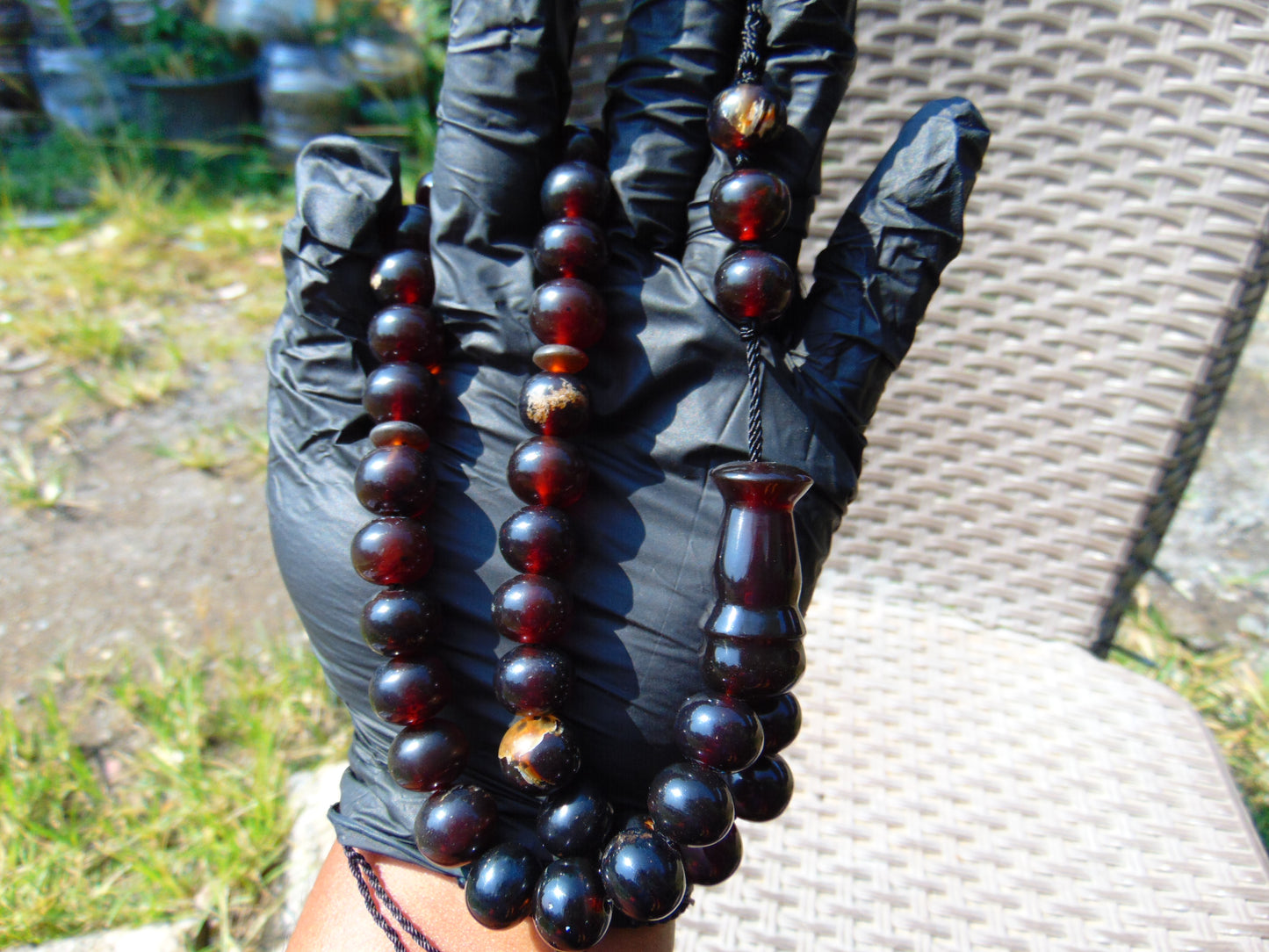 50 gr Hand Tasbih Mesbah Rosary 36 Beads 12 mm Indonesian Cherry Red Amber for Healing TB13i23
