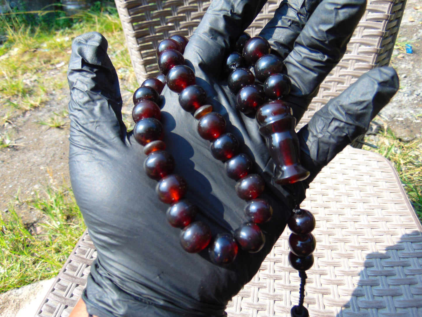 50 gr Hand Tasbih Mesbah Rosary 36 Beads 12 mm Indonesian Cherry Red Amber for Healing TB13i23