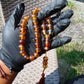 47 gr Hand Tasbih Mesbah Rosary 36 Beads 12 mm Indonesian Yellow Blue Amber for Healing TB13i17