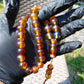 47 gr Hand Tasbih Mesbah Rosary 36 Beads 12 mm Indonesian Yellow Blue Amber for Healing TB13i17