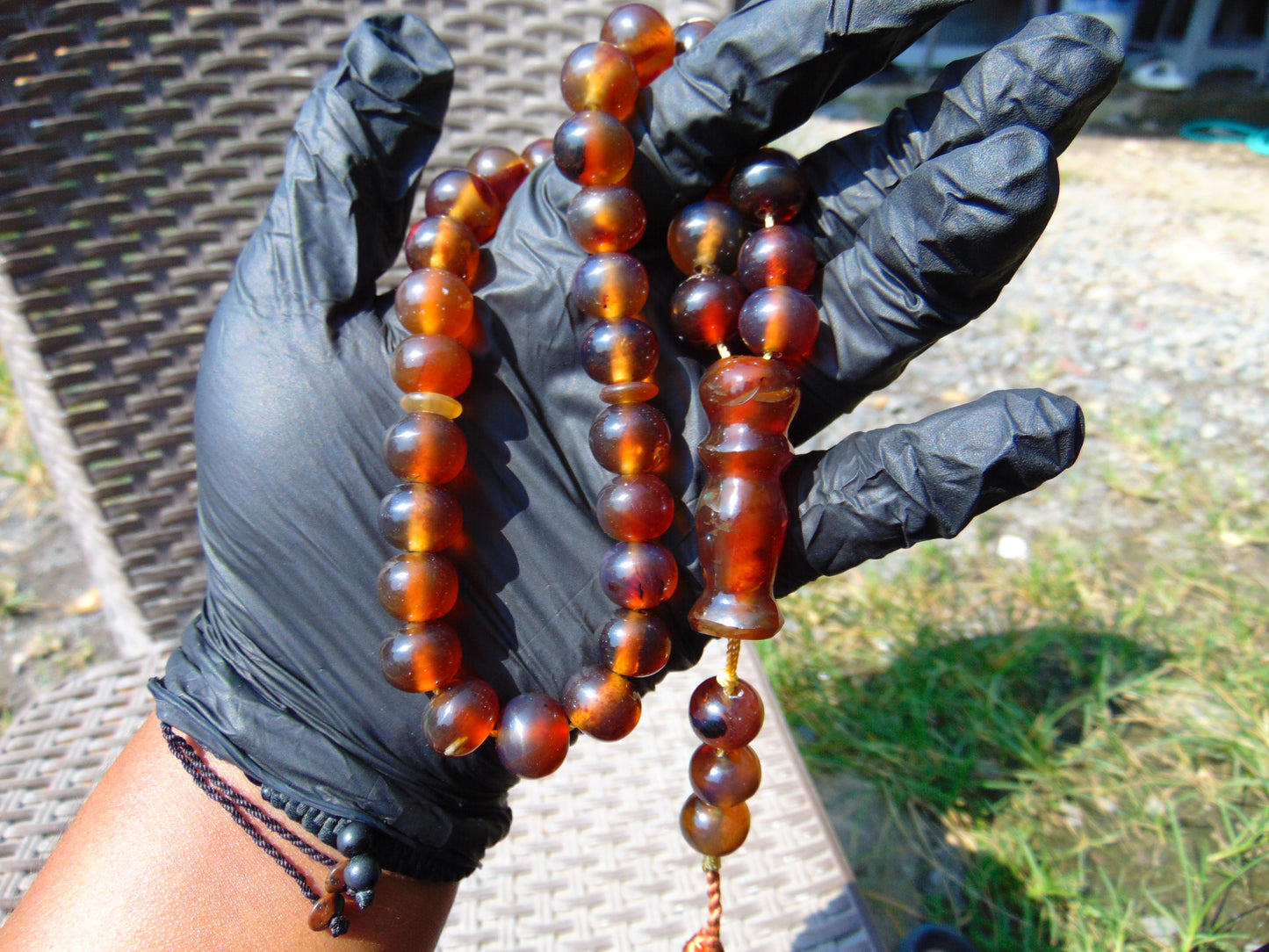 50 gr Hand Tasbih Mesbah Rosary 36 Beads 12 mm Indonesian Yellow Blue Amber for Healing TB13i18