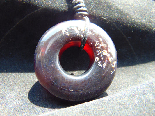 19 gr Donut Pendant Indonesian Purple Blue Amber for Healing 26Y111