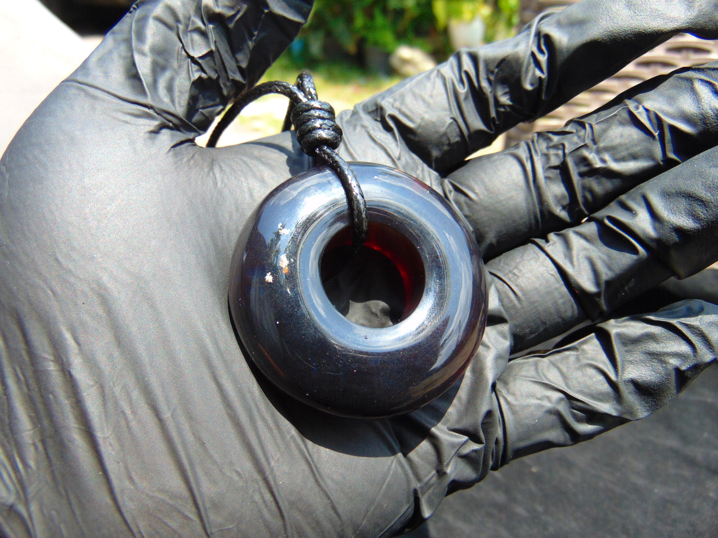 19 gr Donut Pendant Indonesian Purple Blue Amber for Healing 26Y111