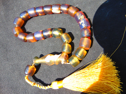 38 gr Komboloi Rosary 22 Beads 12x12 mm Indonesian Blue Amber for Healing TU14