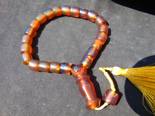 40 gr Komboloi Rosary 22 Beads 12x12 mm Indonesian Red Yellow Bluish Amber for Healing TU4
