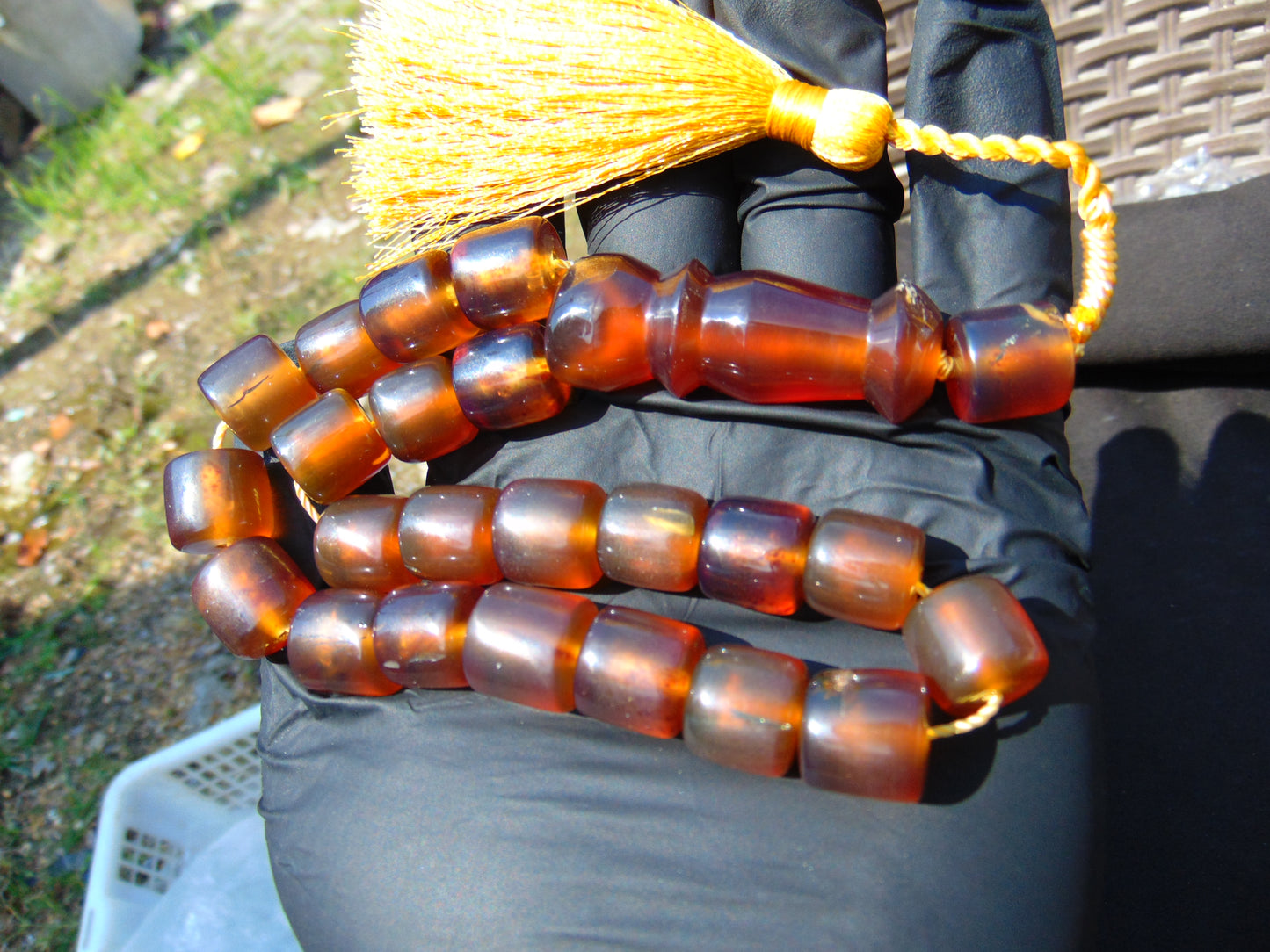 40 gr Komboloi Rosary 22 Beads 12x12 mm Indonesian Red Yellow Bluish Amber for Healing TU4