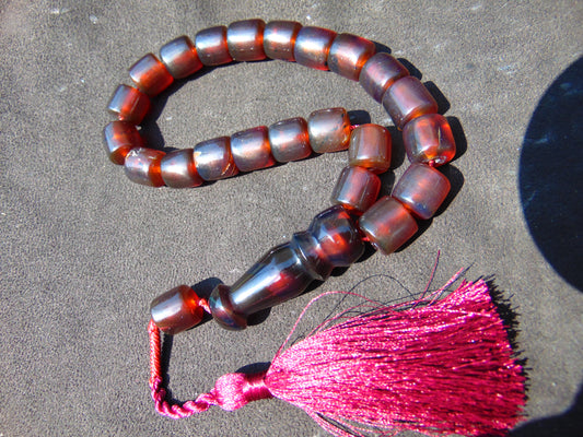40 gr Komboloi Rosary 22 Beads 12x12 mm Indonesian Red Amber for Healing TU11