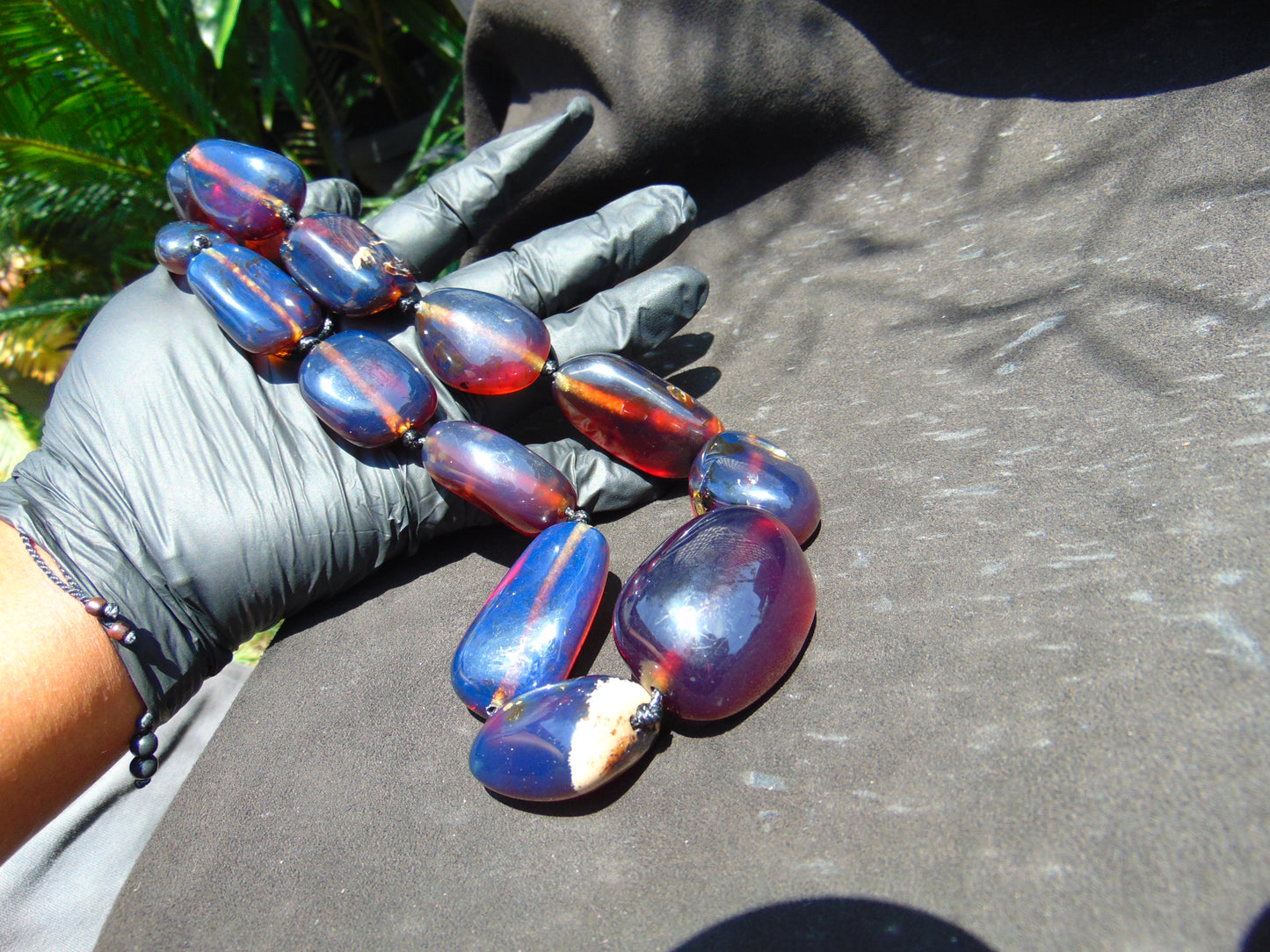 149 gr 13 beads Big Necklace Indonesian blue Amber for Healing FRN16
