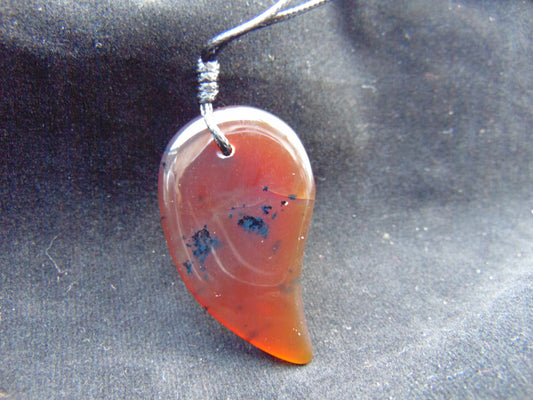 Natural Indonesian Blue Amber Pendant Magatama, 7.3 gram Blue Amber Comma Pendant,Unique Statement Gift for Men Women 26N44