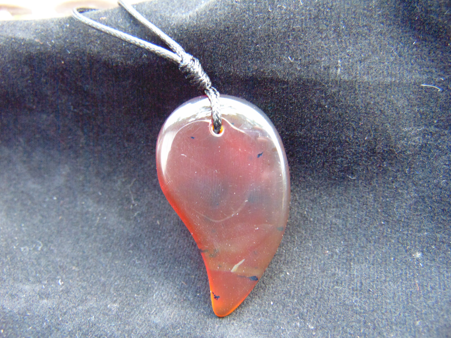 Natural Indonesian Blue Amber Pendant Magatama, 7.3 gram Blue Amber Comma Pendant,Unique Statement Gift for Men Women 26N44