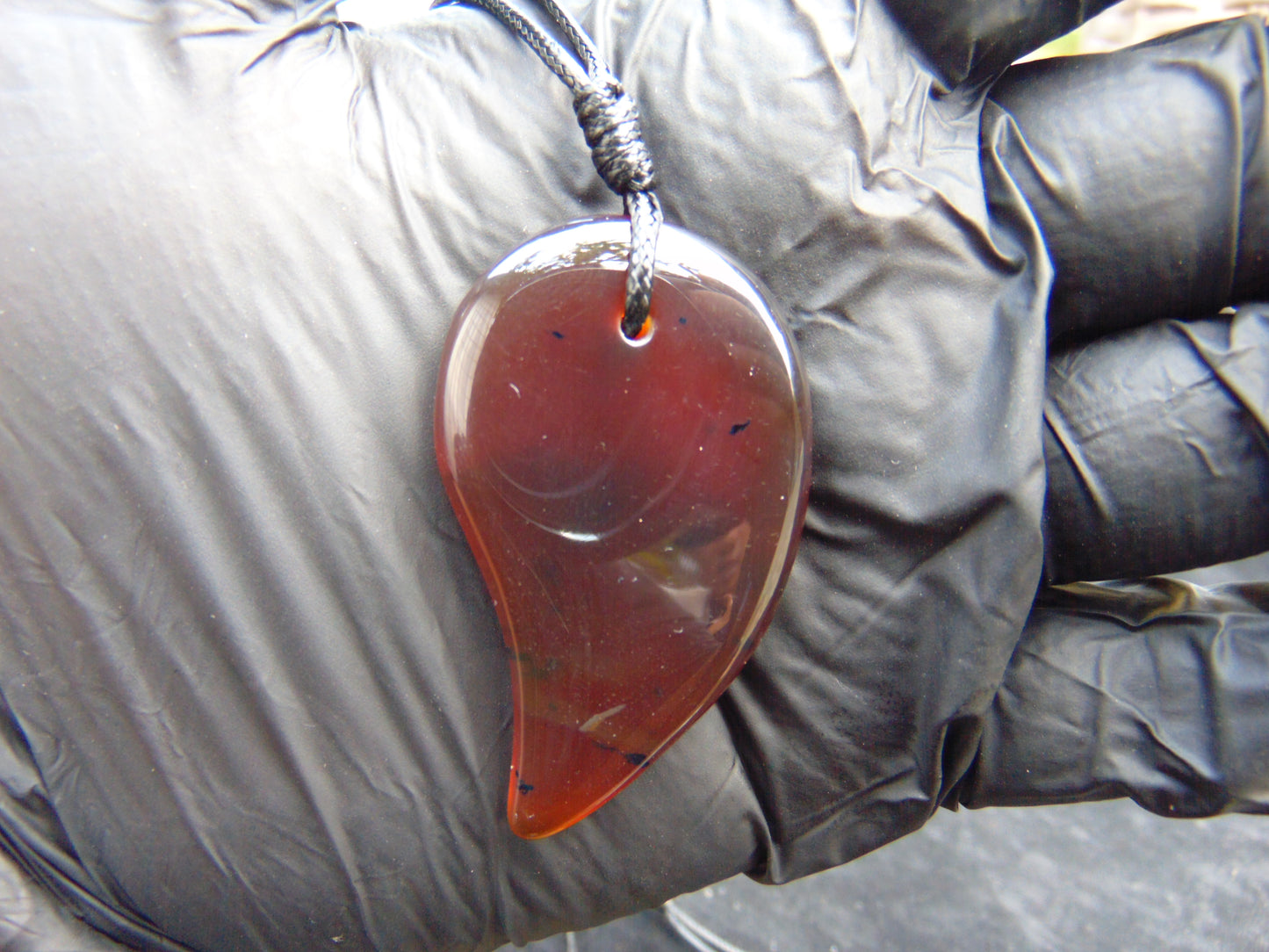 Natural Indonesian Blue Amber Pendant Magatama, 7.3 gram Blue Amber Comma Pendant,Unique Statement Gift for Men Women 26N44