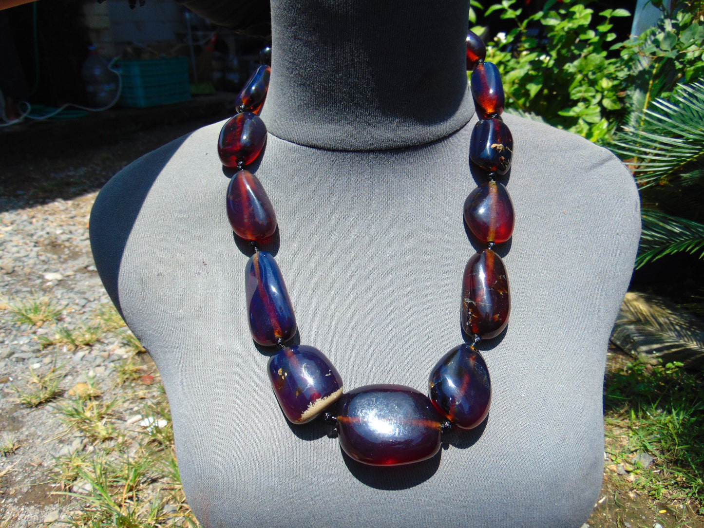 149 gr 13 beads Big Necklace Indonesian blue Amber for Healing FRN16