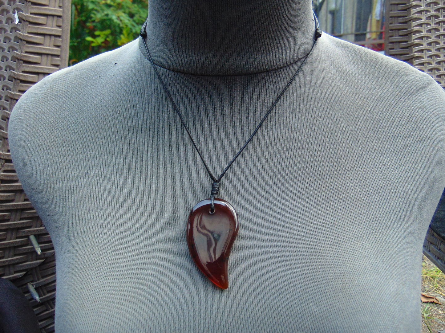 Natural Indonesian Blue Amber Pendant Magatama, 7.3 gram Blue Amber Comma Pendant,Unique Statement Gift for Men Women 26N44
