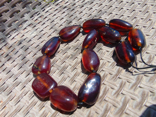 111 gr 13 beads Big Necklace Indonesian blue Amber for Healing FRN8