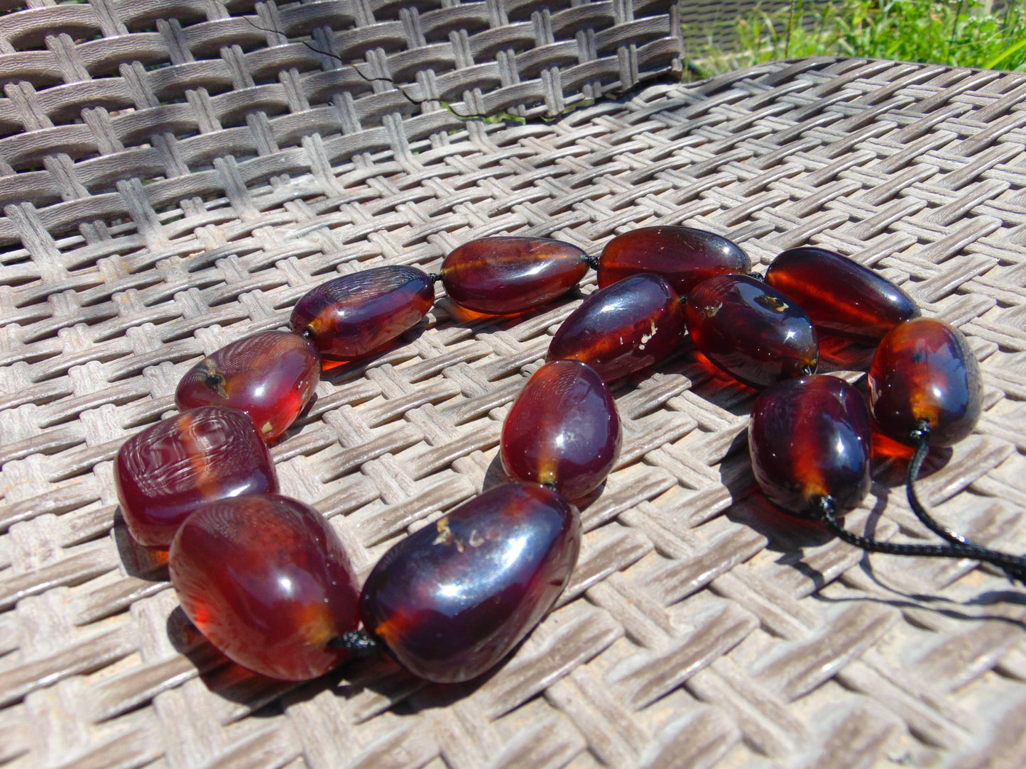 111 gr 13 beads Big Necklace Indonesian blue Amber for Healing FRN8