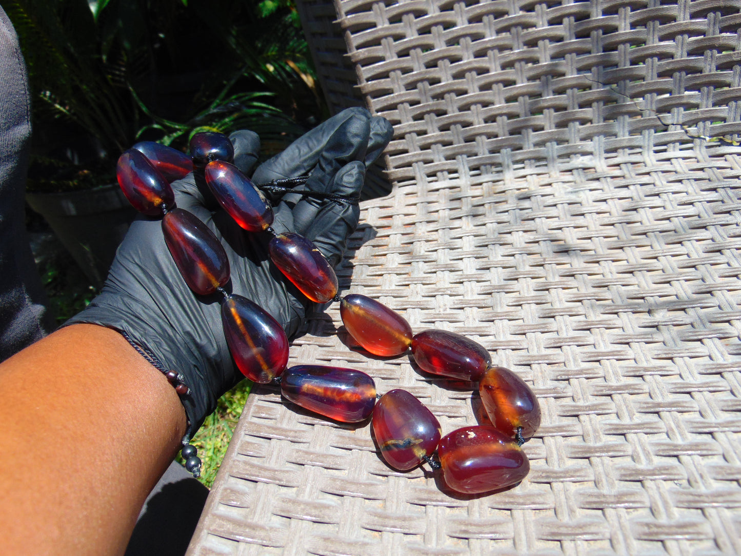 111 gr 13 beads Big Necklace Indonesian blue Amber for Healing FRN8