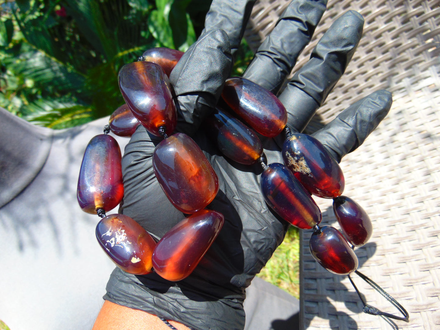 111 gr 13 beads Big Necklace Indonesian blue Amber for Healing FRN8