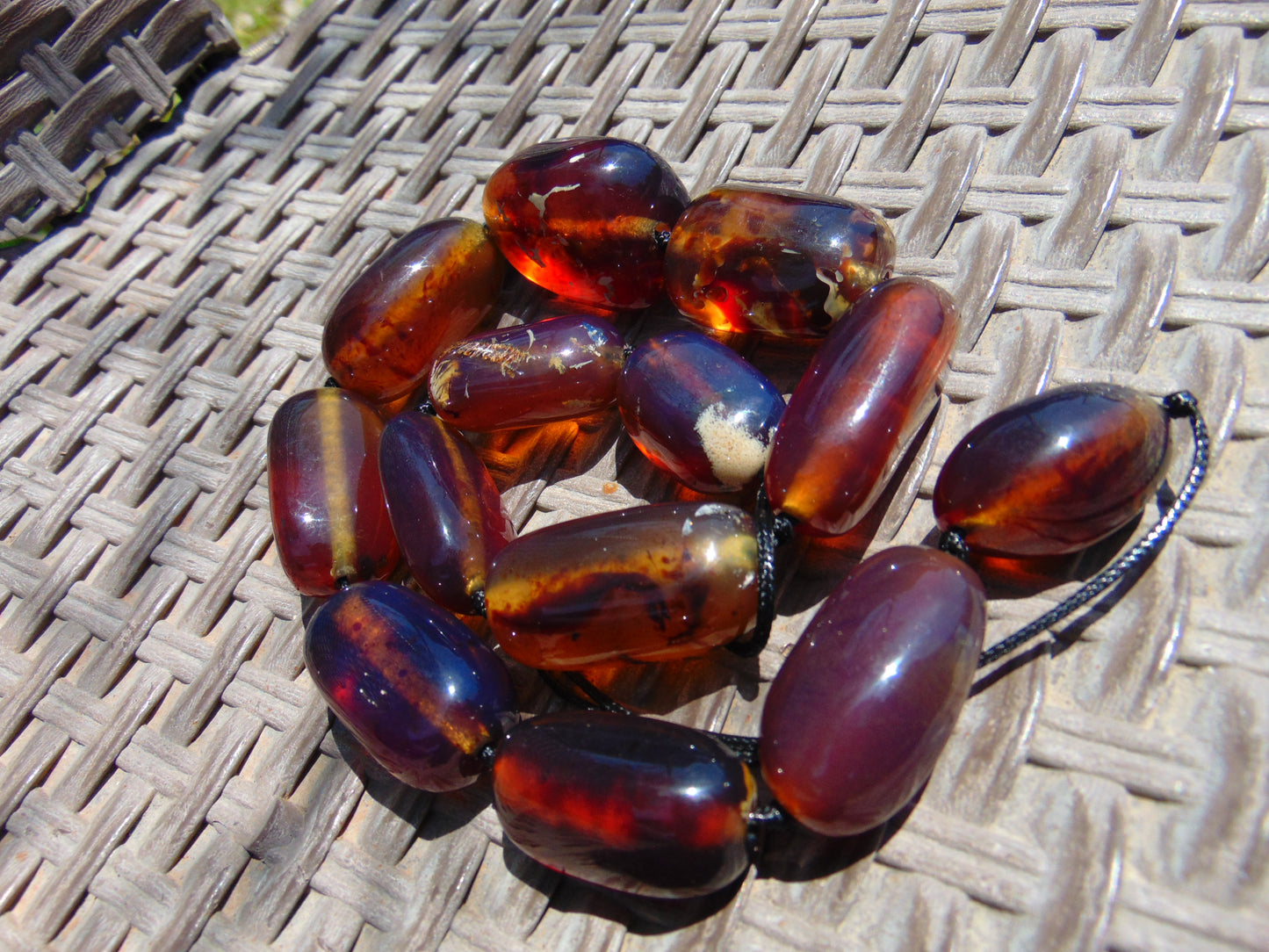 105 gr 13 beads Big Necklace Indonesian blue Amber for Healing FRN4