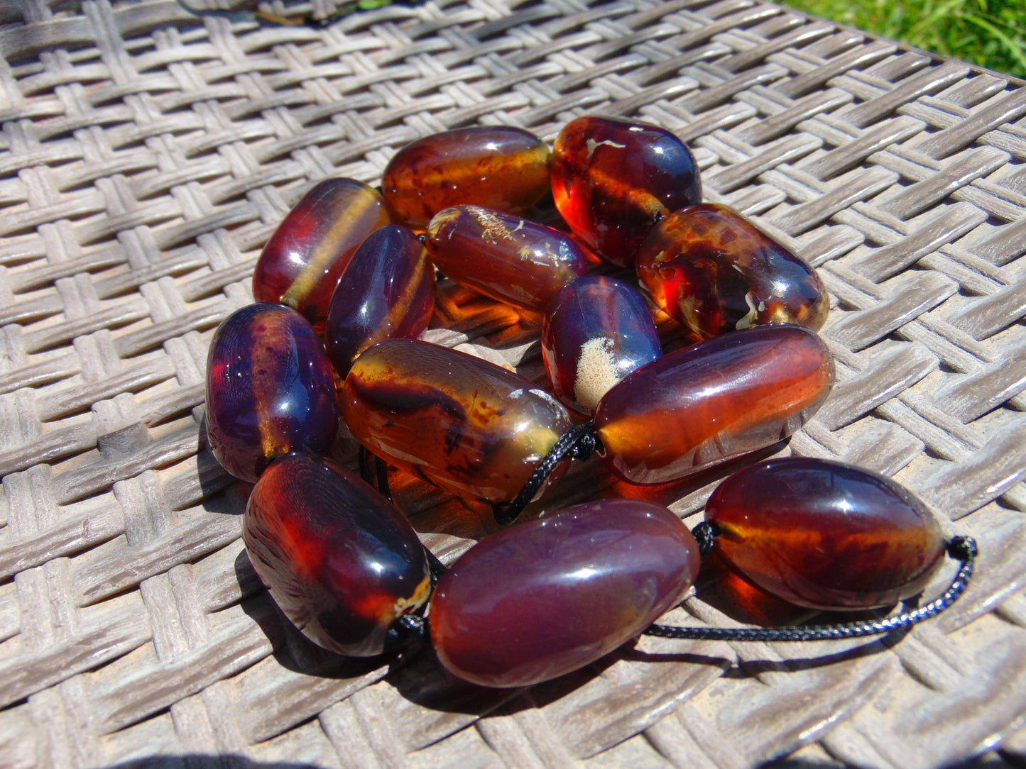 105 gr 13 beads Big Necklace Indonesian blue Amber for Healing FRN4
